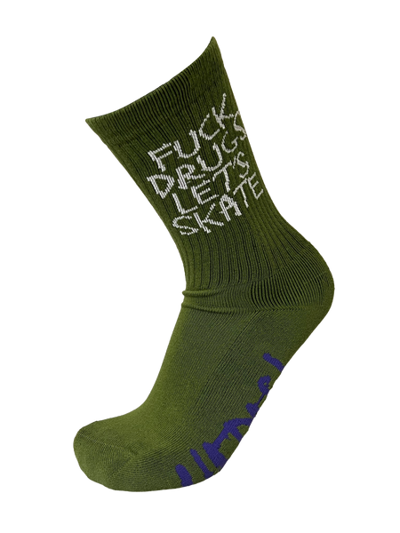 Fuck Drugs Olive Socks
