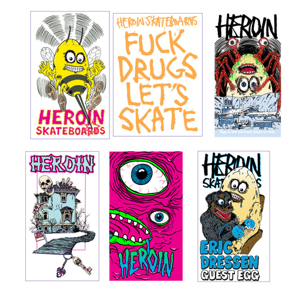 HEROIN HAUNTED HOUSE STICKERS 12 PACK