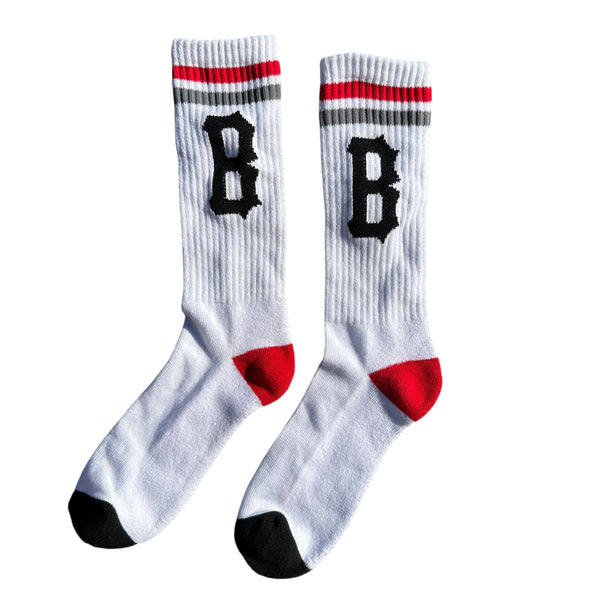 Black Scale Stripe B Socks White/Red