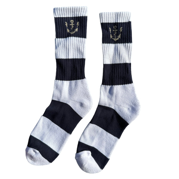 SSUR NAUTICAL STRIPE SOCKS WHITE/NAVY