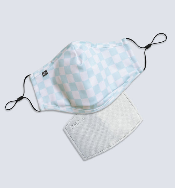 Niice Face Mask - Adult Sky Blue Checkerboard with Filter