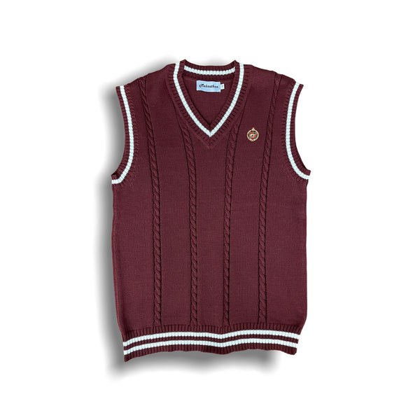 Carlton Cable Knit Vest Burgundy