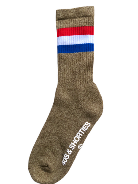 40's & Shorties - Red, White and Blue Sock - BROWN