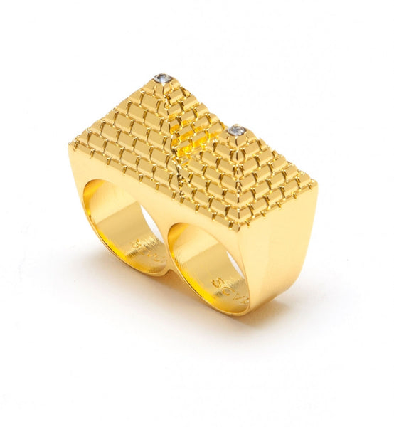 PYRAMID DOUBLE RING GOLD SMALL